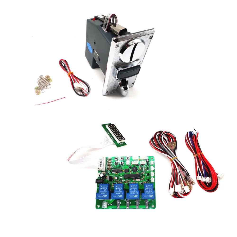 Coin Acceptor Selector - 1ชุด JY-923พร้อม JY-21สังกะสีโลหะผสมตัวรับเหรียญสำหรับและจอแสดงผล4หลัก4ช่องจับเวลาสำหรับเครื่องซักผ้ารถยนต์