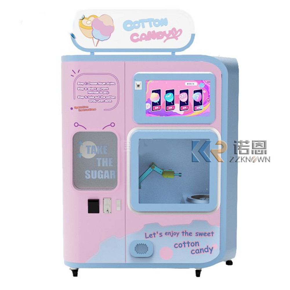 Candy Vending Machine - เครื่องทำสายไหมอัตโนมัติคุณภาพสูงสำหรับโรงงาน รุ่นใหม่ล่าสุด สีสันสดใส รูปทรงเมฆ โรลสีชมพู ดอกไม้ฝ้าย