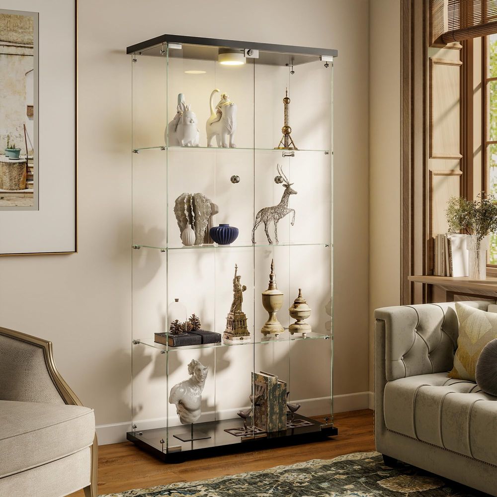 ตู้โชว์พร้อมไฟ LED และระบบล็อค - Glass Cabinet Display บทวิจารณ์และราคา