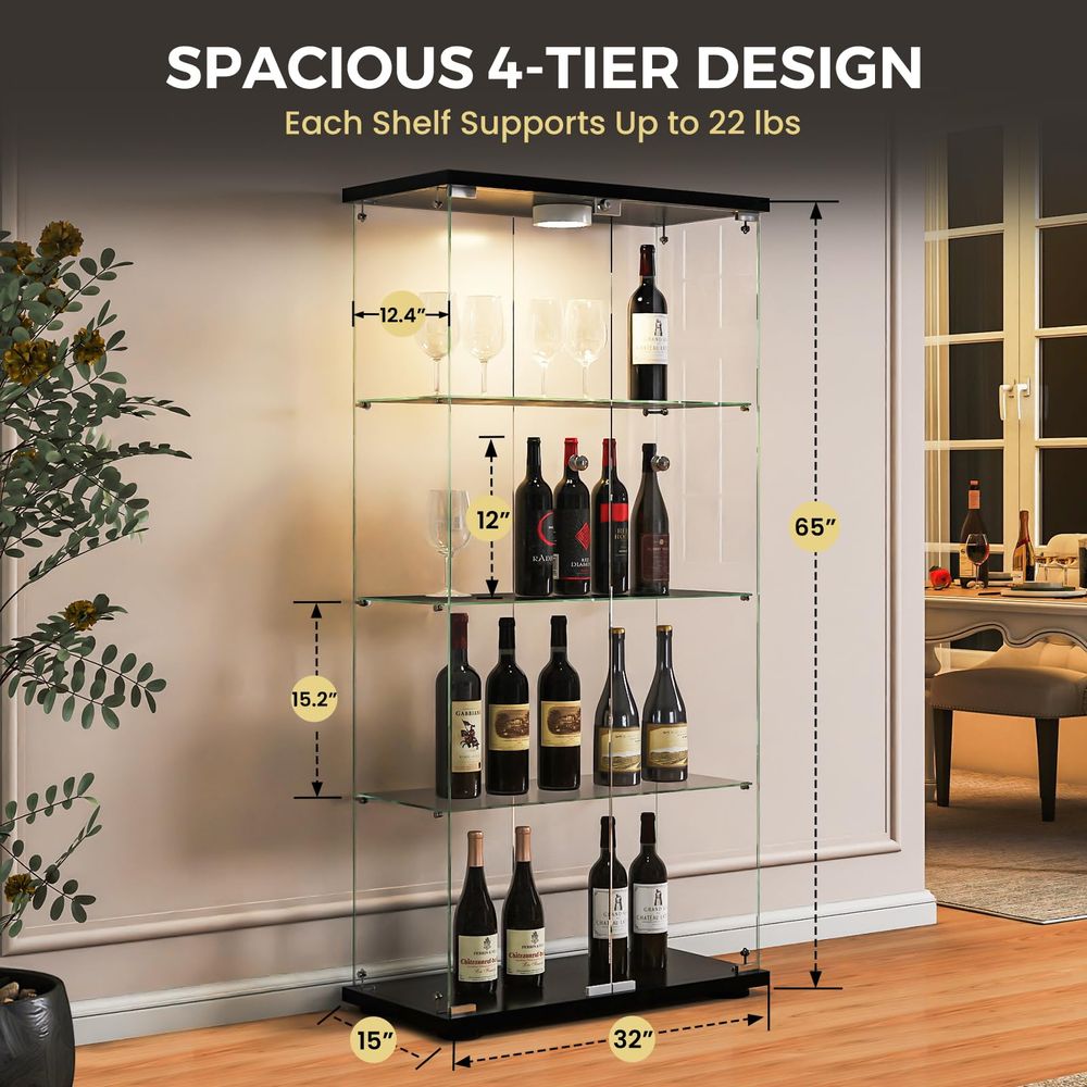 ตู้โชว์พร้อมไฟ LED และระบบล็อค - Glass Cabinet Display บทวิจารณ์และราคา