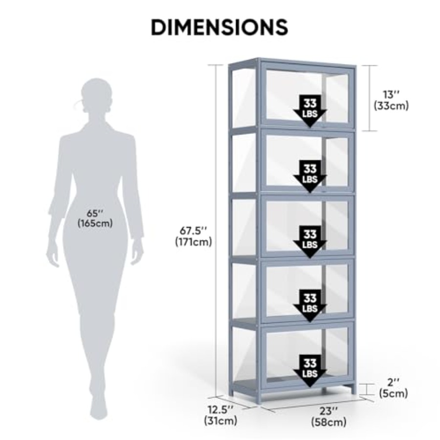 ตู้โชว์ 5 ชั้นพร้อมประตูอะคริล - Glass Cabinet Display บทวิจารณ์และราคา