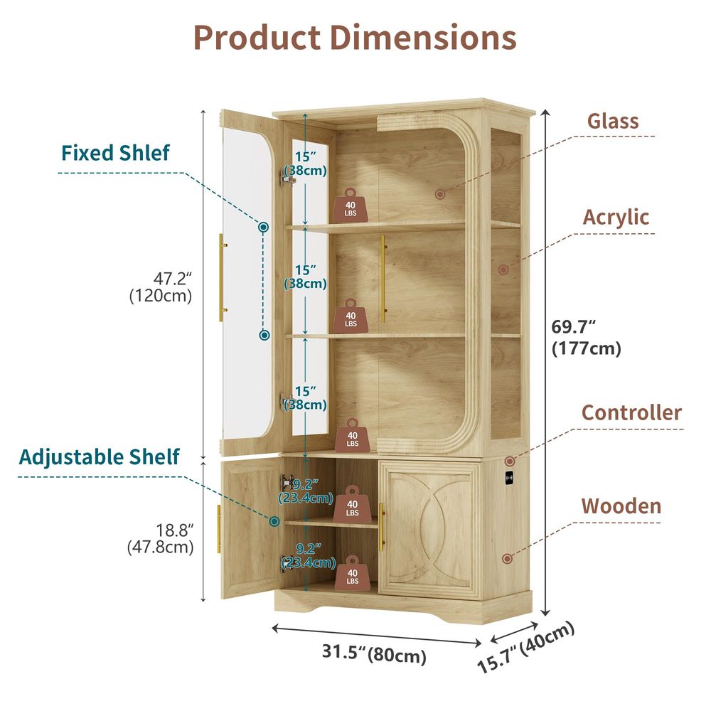 ตู้โชว์กระจกพร้อมชั้นวางของ ตู - Glass Cabinet Display บทวิจารณ์และราคา