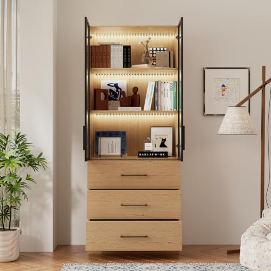 ตู้โชว์หนังสือสูง 78.7 นิ้ว พร - Glass Cabinet Display บทวิจารณ์และราคา