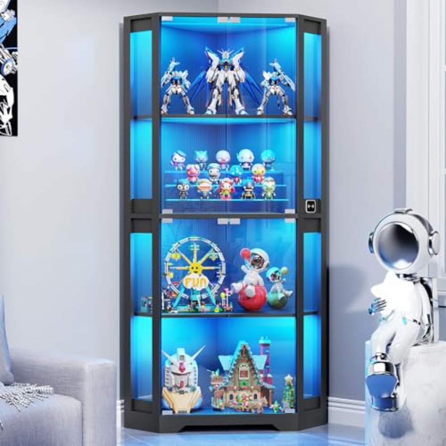 ตู้โชว์มุมมีไฟพร้อมประตูกระจกส - Glass Cabinet Display บทวิจารณ์และราคา