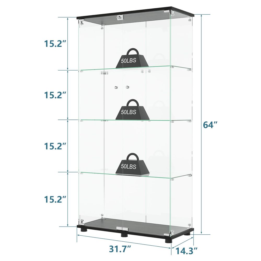 ตู้โชว์พร้อมชั้นวาง 4 ชั้น ประ - Glass Cabinet Display บทวิจารณ์และราคา
