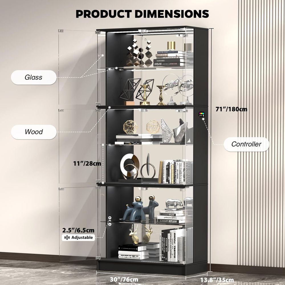 ตู้โชว์กระจก 6 ชั้น สูง 71 นิ้ - Glass Cabinet Display บทวิจารณ์และราคา