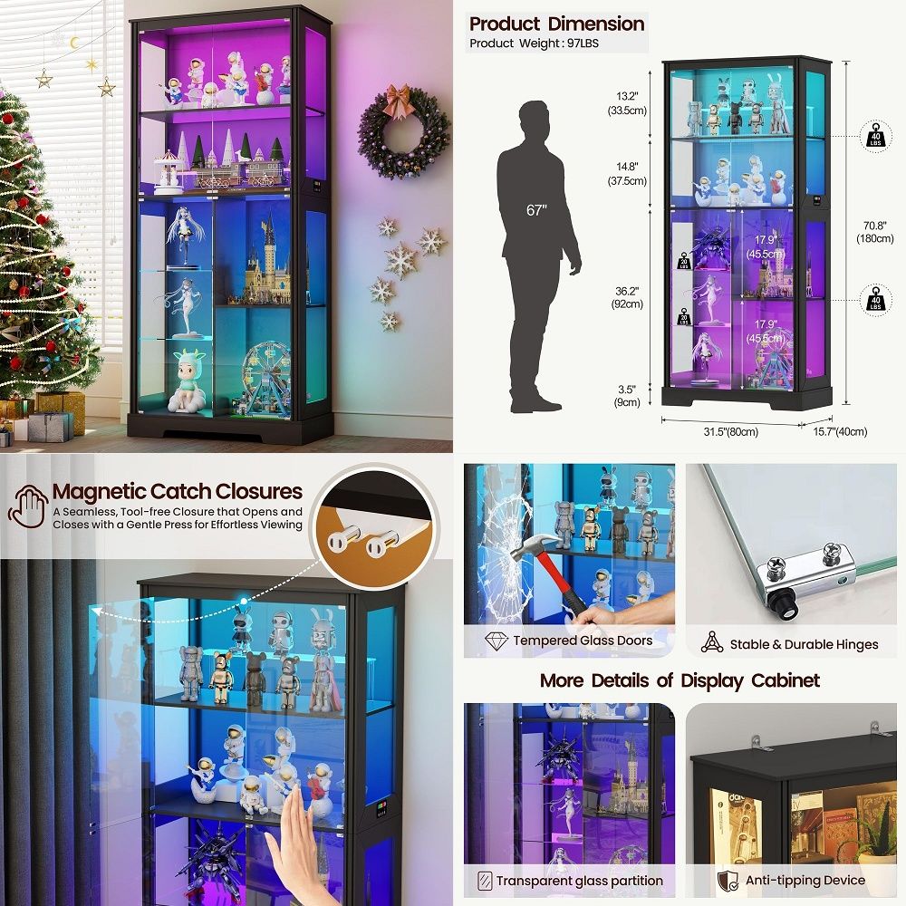 ตู้โชว์มุมโค้งพร้อมไฟ ตู้เก็บข - Glass Cabinet Display บทวิจารณ์และราคา