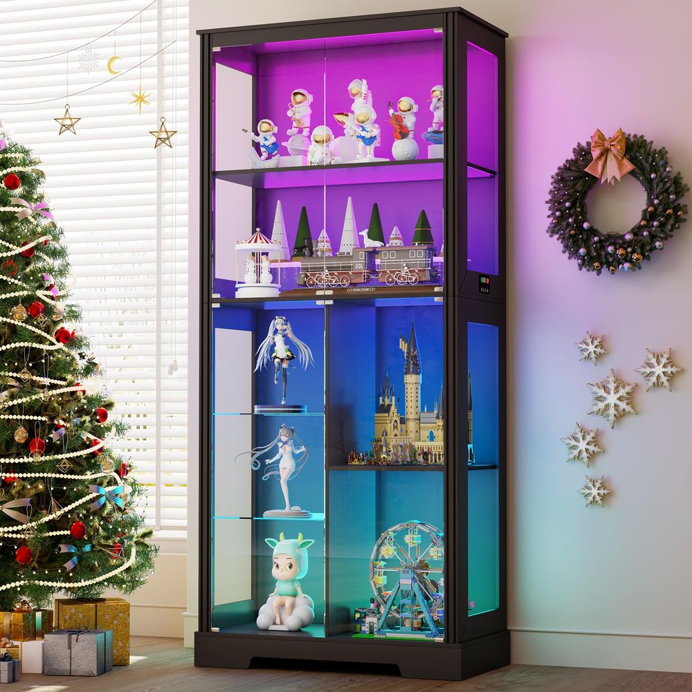 ตู้โชว์มุมโค้งพร้อมไฟ ตู้เก็บข - Glass Cabinet Display บทวิจารณ์และราคา