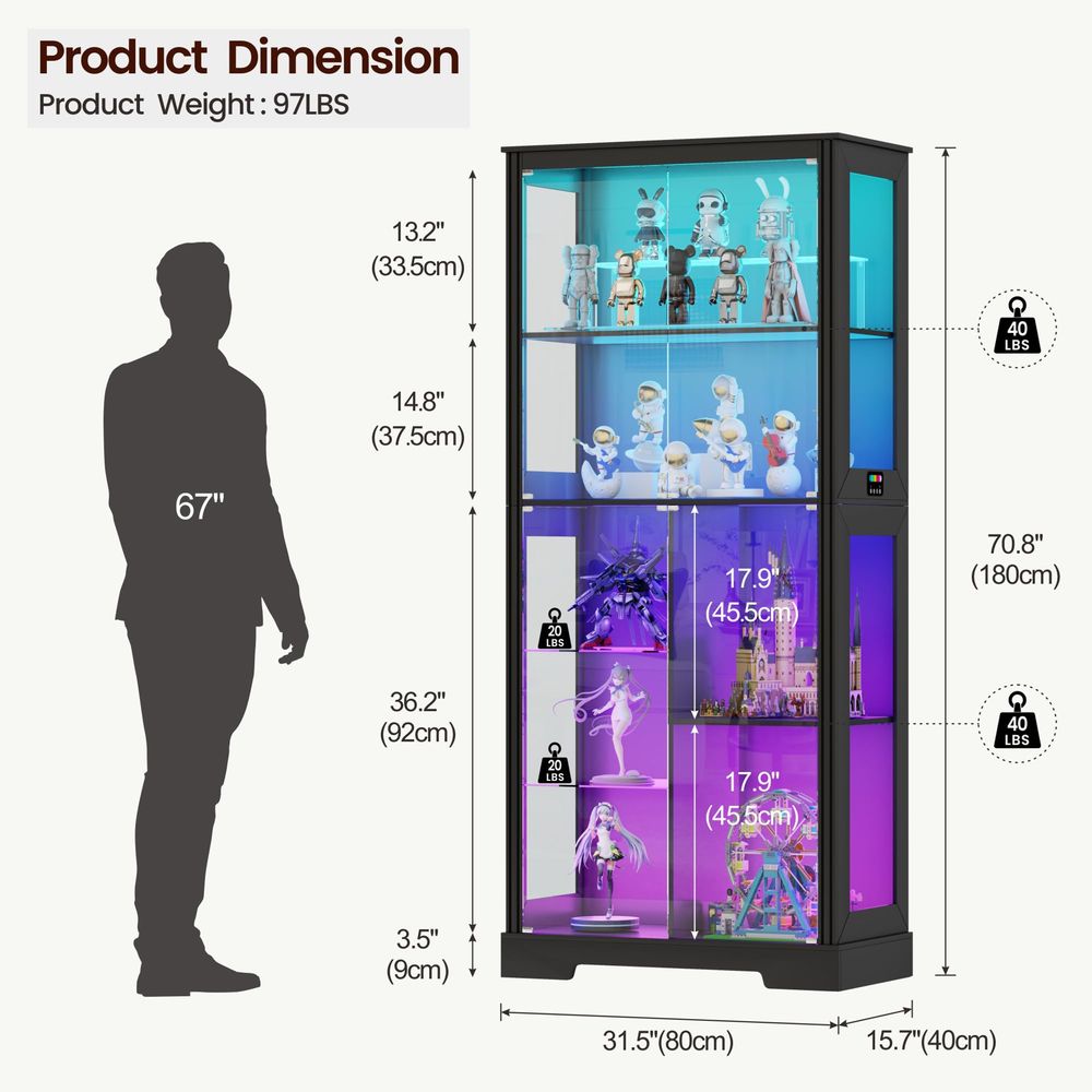 ตู้โชว์มุมโค้งพร้อมไฟ ตู้เก็บข - Glass Cabinet Display บทวิจารณ์และราคา