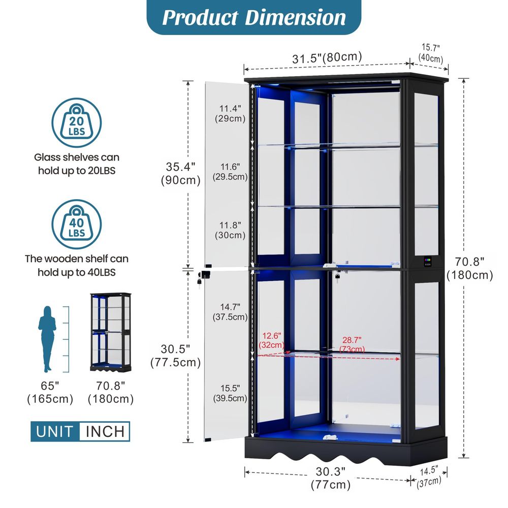 ตู้โชว์กระจก 6 ชั้น สูง 71 นิ้ - Glass Cabinet Display บทวิจารณ์และราคา