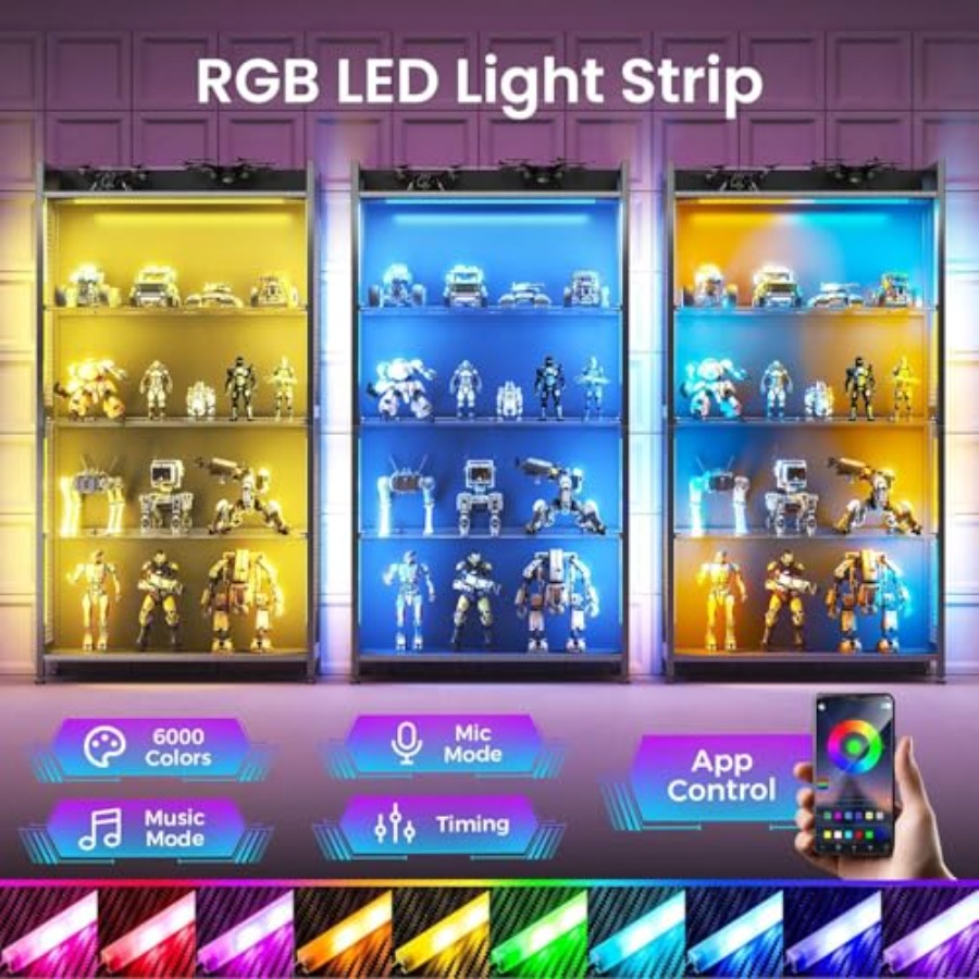 ตู้โชว์พร้อมชั้นวางกระจกและไฟ  - Glass Cabinet Display บทวิจารณ์และราคา